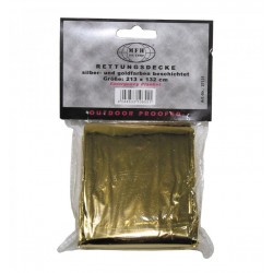 Folie supravietuire, accidente, soc, arsuri, semnalizare aurie - argintie, 213 x 132 cm, 50 grame