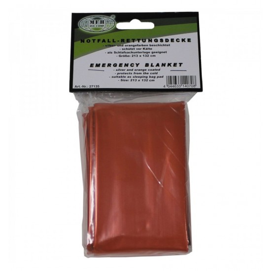 Folie supravietuire, accidente, soc, arsuri, semnalizare rosie, 213 x 132 cm, 100 grame MFH Folie supravietuire, accidente, soc, arsuri, semnalizare rosie, 213 x 132 cm, 100 grame MFH