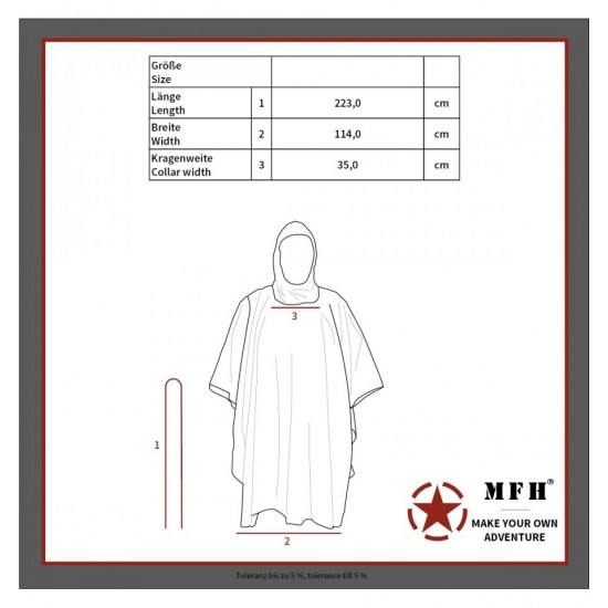 Poncho impermeabil rip stop camuflaj woodland MFH, cu husa transport Poncho impermeabil rip stop camuflaj woodland MFH, cu husa transport