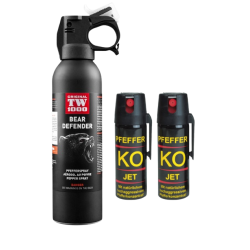 Set spray urs TW1000 bear defender si doua sprayuri autoaparare piper 50 ml