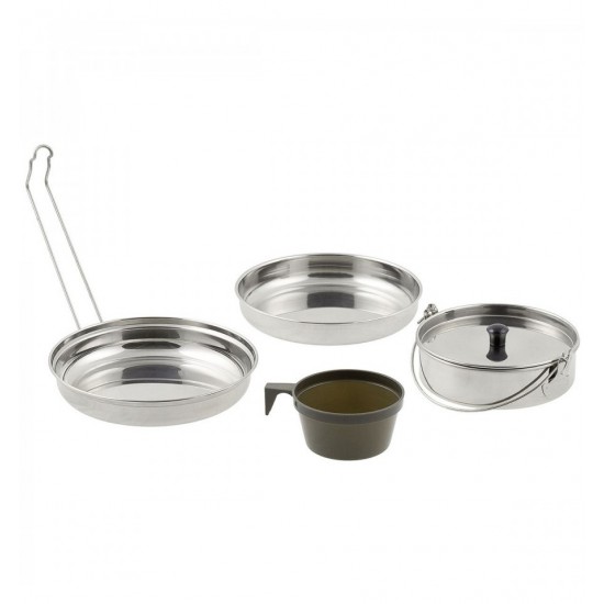 Set vase camping 4 piese din otel inoxidabil MFH Set vase camping 4 piese din otel inoxidabil MFH