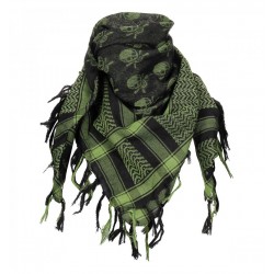 Shemagh negru olive cu pattern cranii, 100 x 100 cm, 100% bumbac MFH